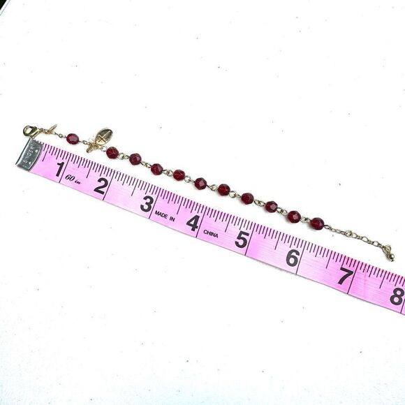 Avon Red Crystal Gold tone cross charm Bracelet - Picture 6 of 6